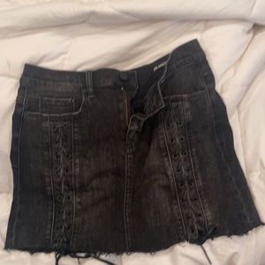 BLANKNYC denim lace up black mini skirt
